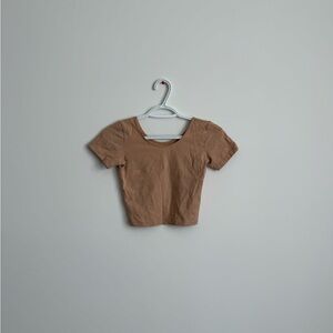Tan Short Sleeve American Apparel Crop Top